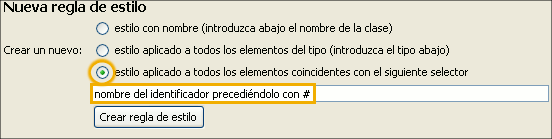 Crear un selector ID con el editor de CSS