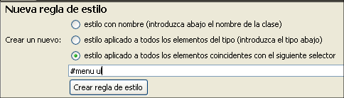 Creando el nuevo estilo para el menú