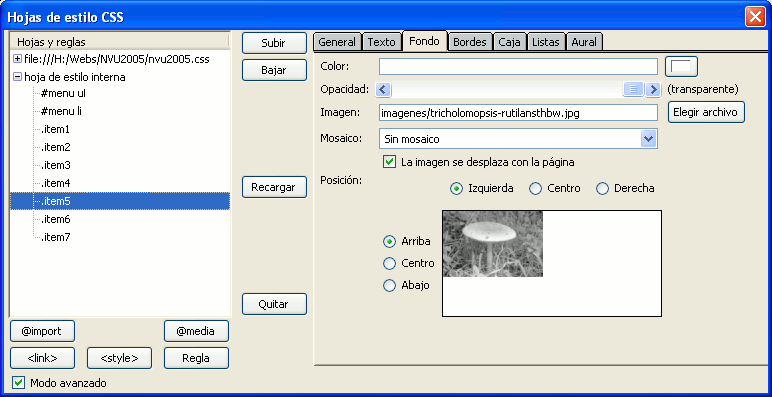 Asignando fondo a cada clase