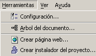 Opciones del menú Herramientas