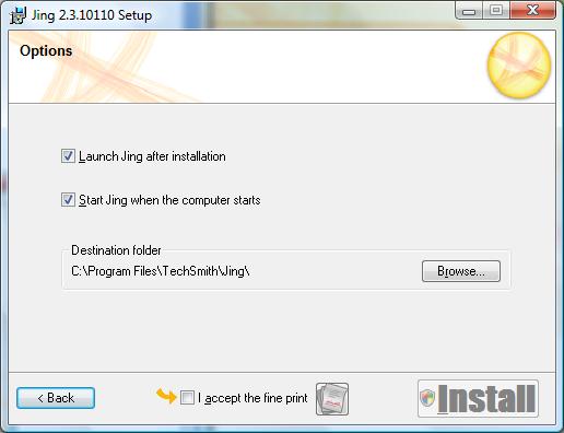 Captura de pantalla fin de instalación JING