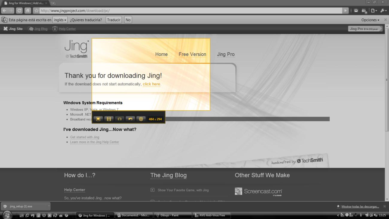 Captura de pantalla crear video JING
