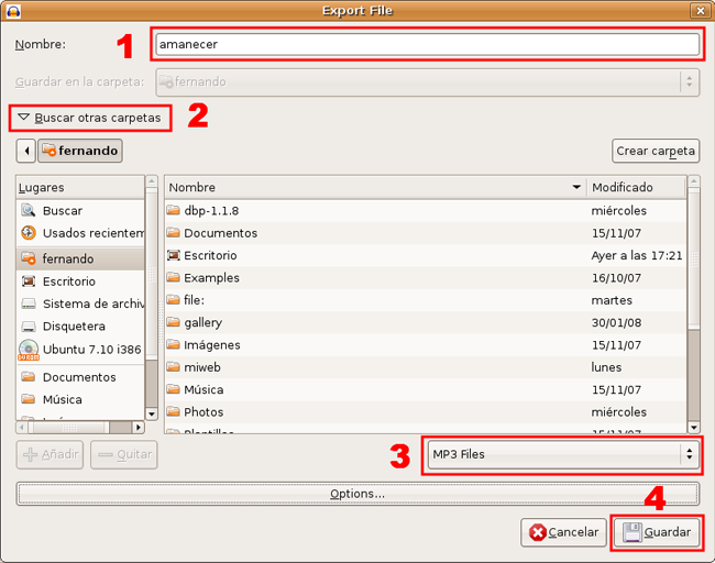Exportar File