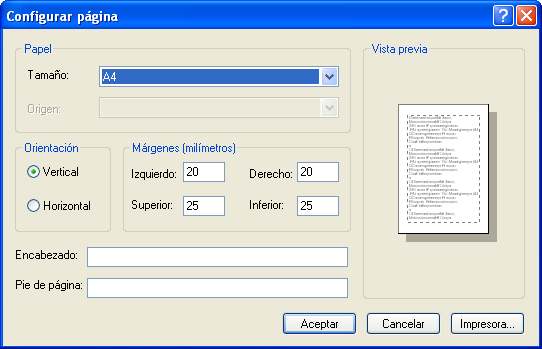 Configurar página