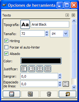 Opciones de Texto