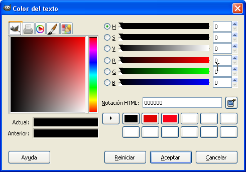 Color del texto