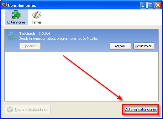 Obtener extensiones