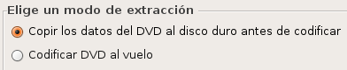 Elige modo de extracción