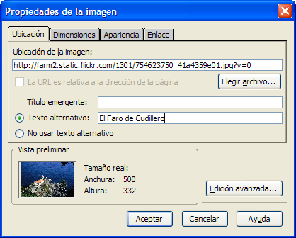 Propiedades de la imagen