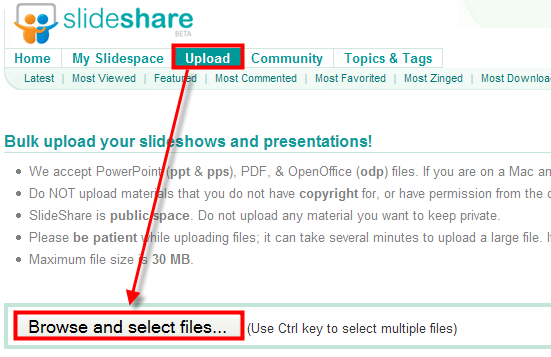 Upload files