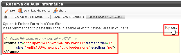 Código iframe
